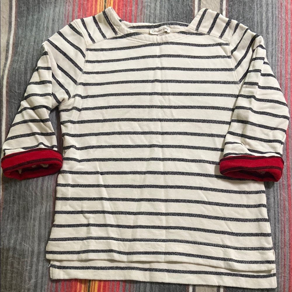 Striped Women’s Shirt with Red Accents